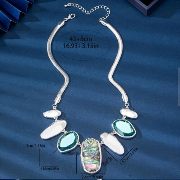 Bohemian Abalone & White Stone Necklace - Picture 4 of 5